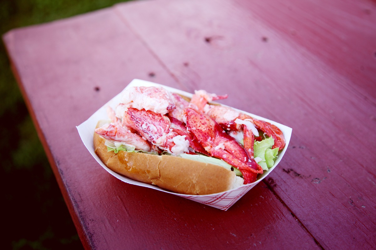 Lobster roll with lettuce