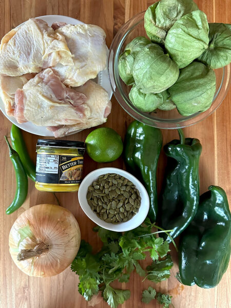 Ingredients for making chicken pipian.