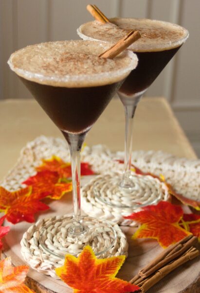 Pumpkin spice espresso martini made with vanilla vodka
