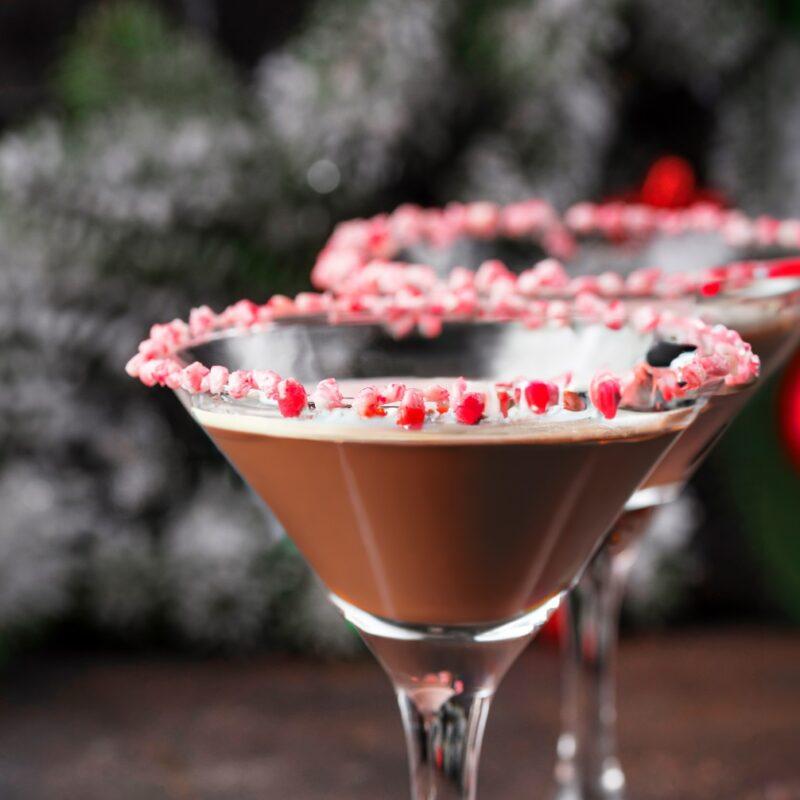 Peppermint espresso martini drink