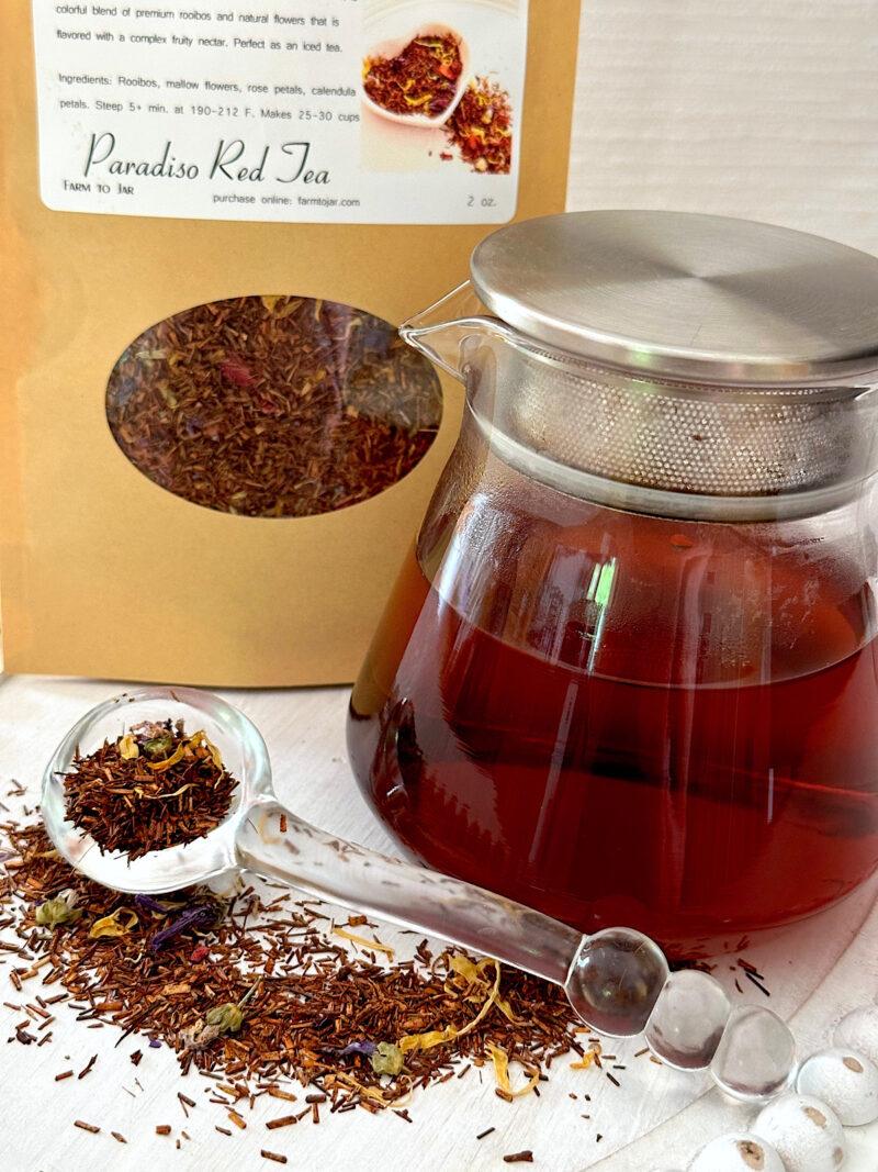 Paradiso Red (Rooibos) loose leaf tea from Dorothy Stainbrook's Wellness tea collection