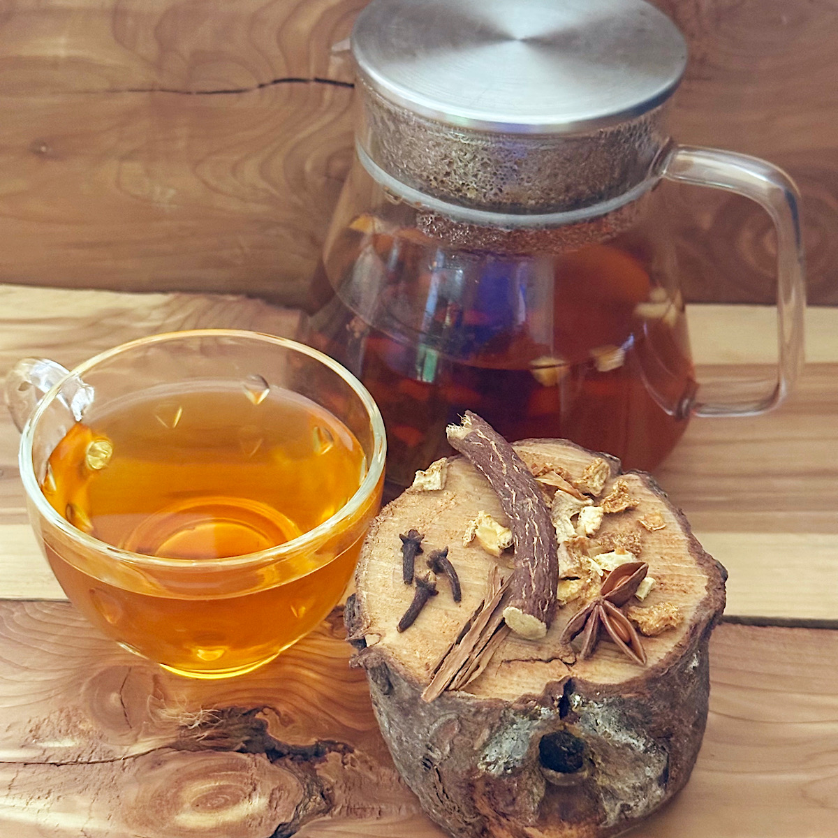 Licorice root and spice brewed herbal tea from Dorothy Stainbrook's Wellness tea collection