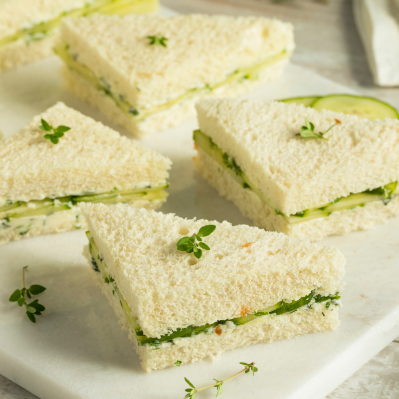 Cucumber sandwiches cut in triangle shape