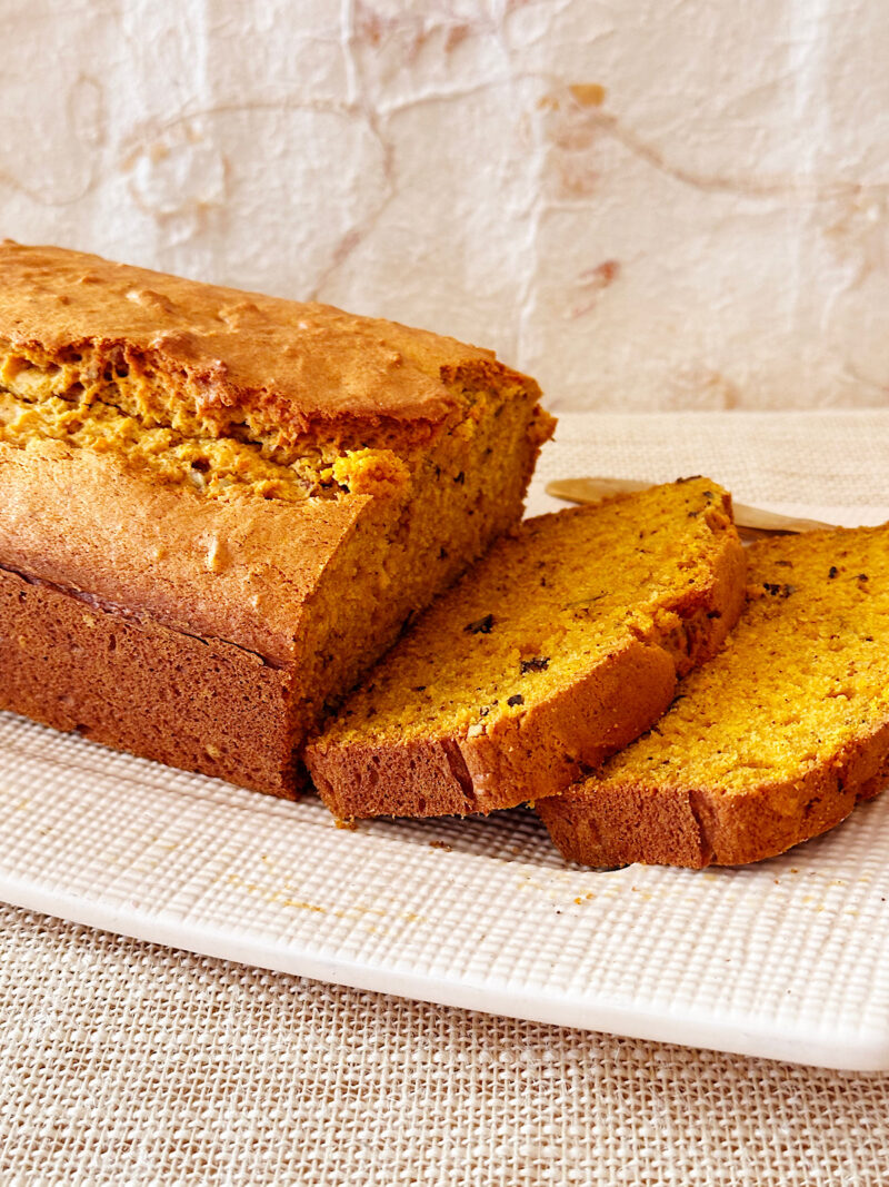 Sliced pumpkin bread