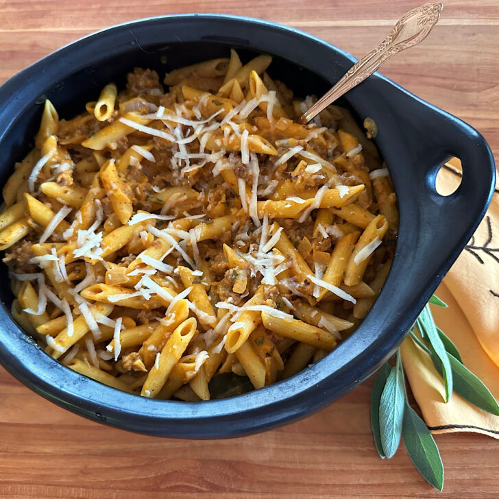 Quick & Easy Pumpkin, Sausage, Sage Pasta