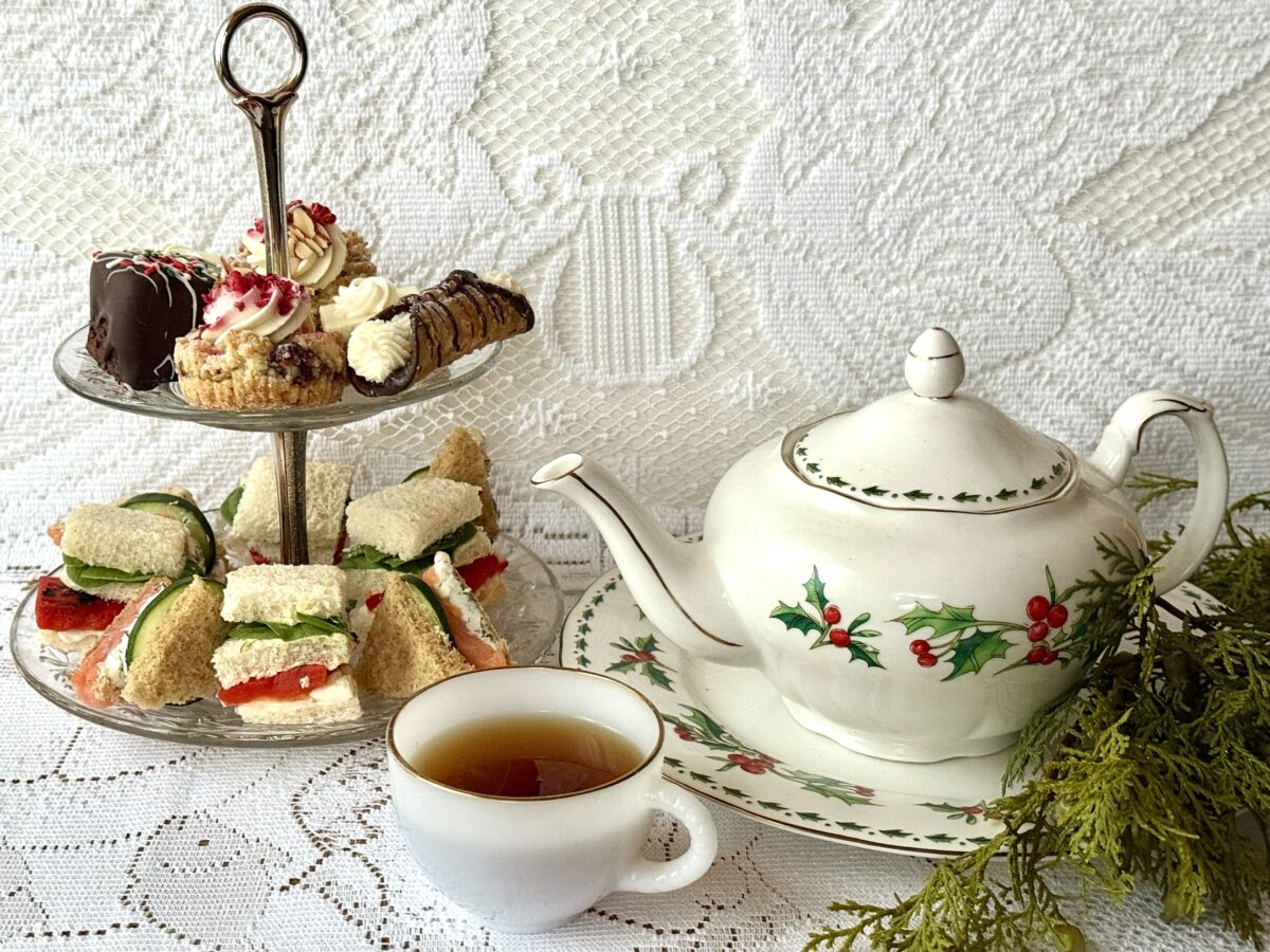 Afternoon Christmas tea setup in Dorothy Stainbrook's farm kitchen