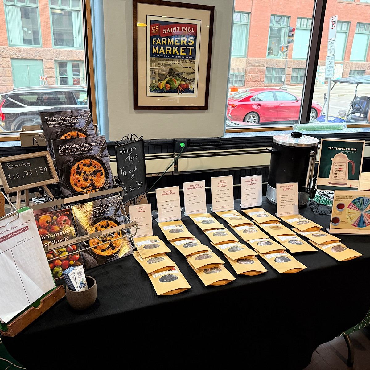 HeathGlen's Teas on display at the St. Paul Indoor Farmers Market
