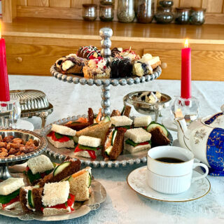 Afternoon tea party set up at HeathGlen Farm's kitchen.