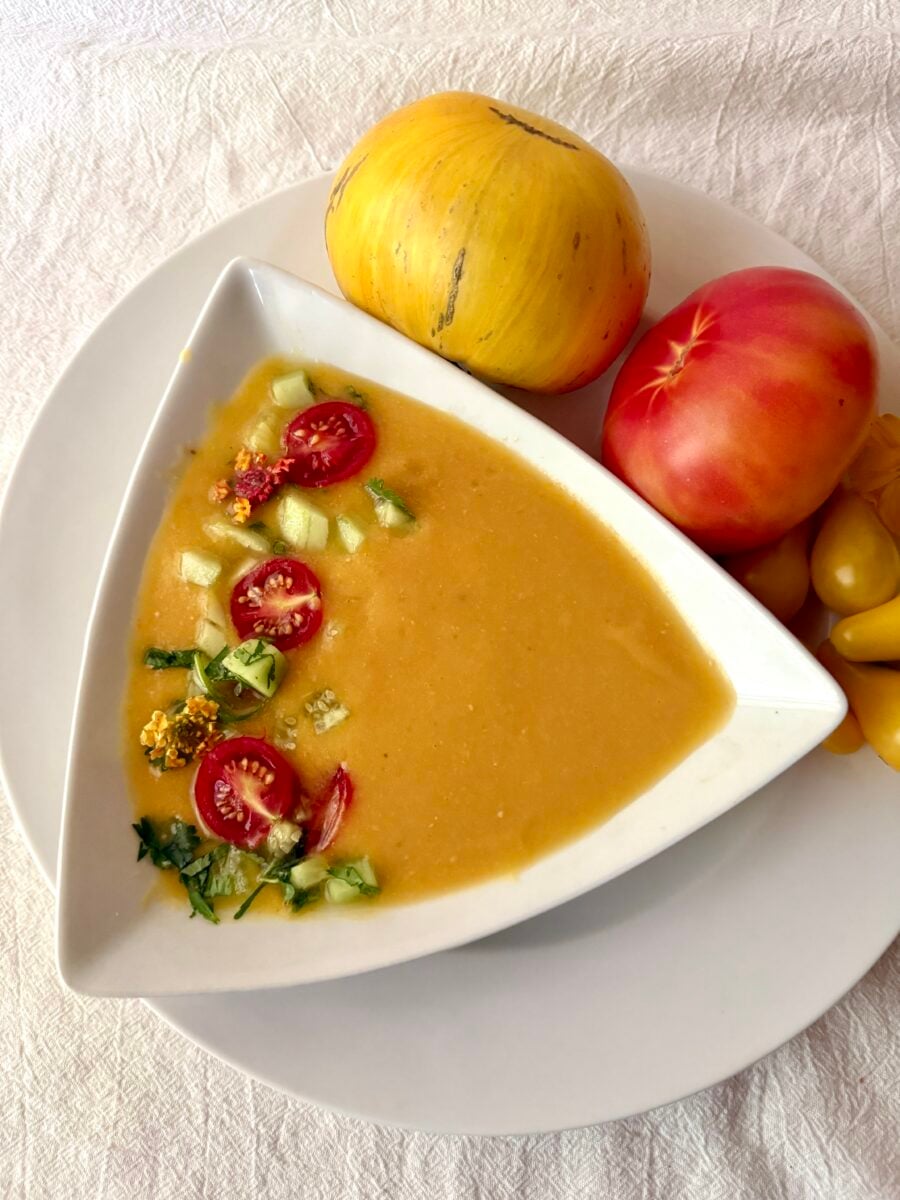 Yellow Gazpacho Recipe Made with Heirloom Tomatoes
