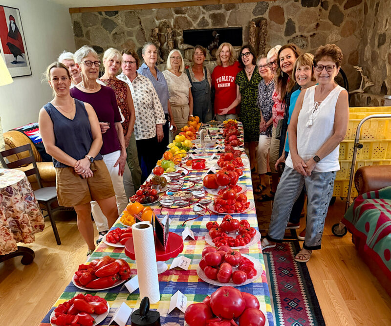 MN Les Dames d'Escoffier at tomato tasting event at Heathglen Farm.