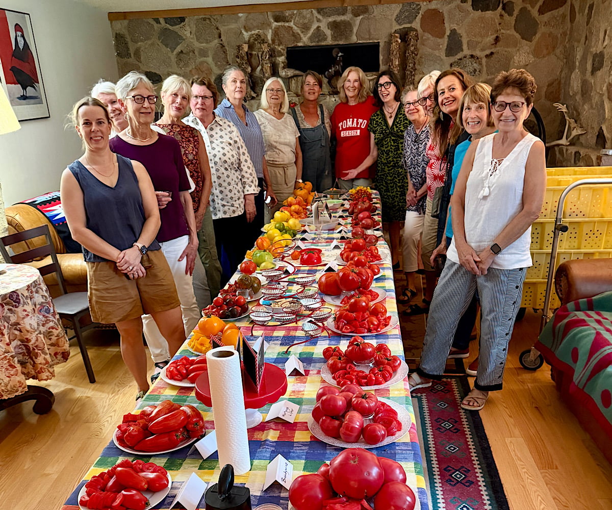 MN Les Dames d'Escoffier at tomato tasting event at Heathglen Farm.